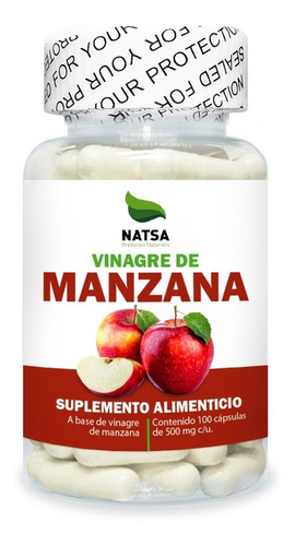 Vinagre De Manzana 100 Cápsulas Calidad Premium Natsa