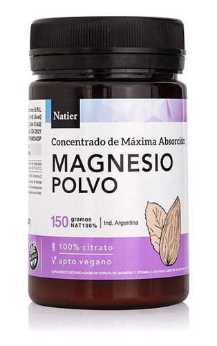 Magnesio Natier Máxima Absorción Apto Vegano Polvo 150gr