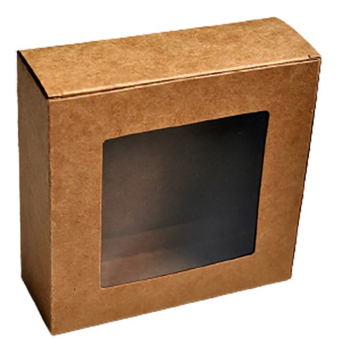 Caja Kraft Con Ventana 15x15x5 Cm Por 10 Unidades