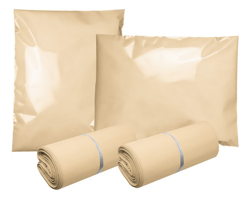 100 Bolsas Sobres De Plástico Para Paquetería Color Caqui