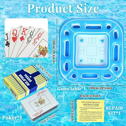 Mesa Flotante Para Juegos De Piscina Portavasos Y Soporte In