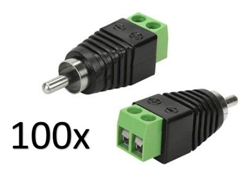 100x Plug Conector M Rca Macho Com Borne Multiteck