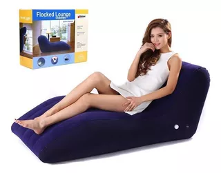Sofá Cama Inflable Portátil En Forma S Mueble Plegable Azul