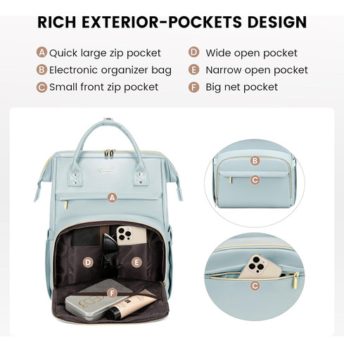 Mochila Con 18 Bolsillos Para Laptop De 15.6''