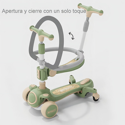 Scooter Infantil 5 En 1 Asiento Agarradera Ajustable Plegabl Tarra Expedition Scooter Plegable Plegable Con Asiento Para Luces Led+ Música