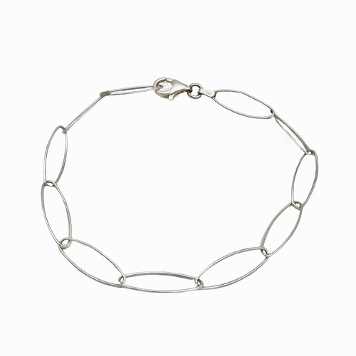 Pulsera Fina Juvenil Ovalada Clasica Plata 925 Mujer