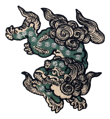 Parche De Perro Guardián Komainu, Insignia Japonesa Bordada,