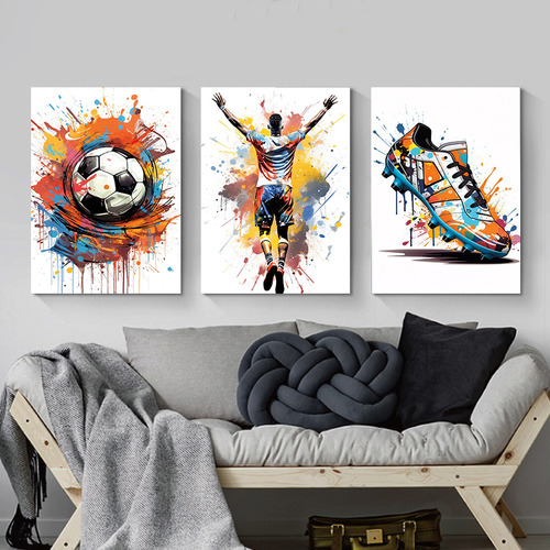 Póster De Fútbol Con Grafiti, Regalo De Fútbol, Lienzo, Deco