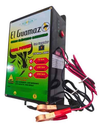 Energizador Cerca Ganadera Dual Cargador Batería 200 Km