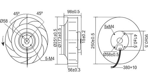 Ventilador Radial 250x98r 220v Nework Com 2 Anos De Garantia