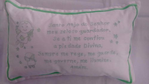 2 Almofadas Oração Santo Anjo (bordada) Segura Bebê