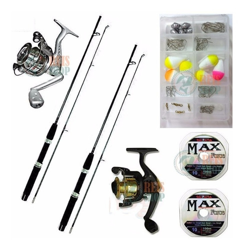 Oferta Kit Pesca 2 Molinetes 2 Varas + Acessórios + Linhas