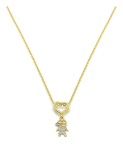 Colar Com Pingente Criança De Ouro 18k Bailarina 40cm Cor Menino