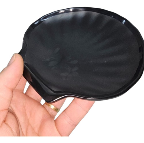 Kit 3 Pratos Melamina Servir Entrada Restaurante Concha 13cm Cor Preto