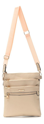 Cartera Bandolera Eco Cuero Skora Mujer Cuero Pu Morral Color Beige