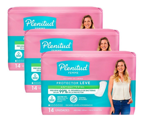 Plenitud Protector Leve Femme X 14 Unidades Pack X 3
