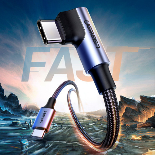 Cable Cargador Ugreen Usb C Angulo 90° 60 W Carga Rapida 2m