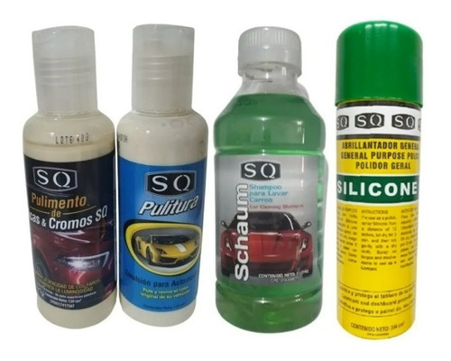 Pulitura Vehiculo Silicon Shampoo Pule Faros Marca Sq Combo