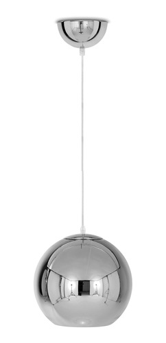 Lámpara Colgante Globo Vidrio Plata 25cm Deco Apto Led E27