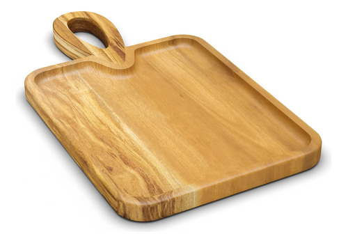 Madera Acacia Asa Tabla Cortar Servir Bandeja Rustica Para S