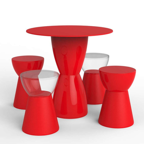 Conjunto De Mesa Com 4 Bancos Kitchen Vermelho