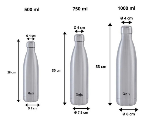 Imagem 3 de 3 de Garrafa Térmica Inox Parede Dupla - Onix Termic 750ml