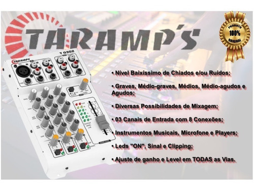 Mesa De Som Taramps T0302 Automotivo C/ Equalizador 4 Bandas
