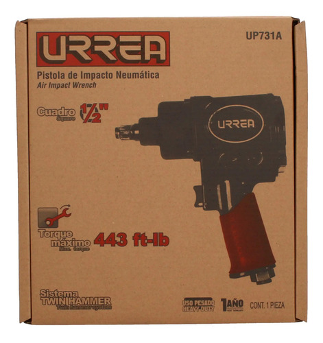 Pistola De Impacto Neumática 1/2'' Urrea® Uso Extra Pesado