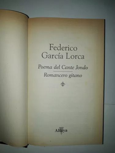 Poema Del Cante Jondo - Romancero Gitano De Federico García