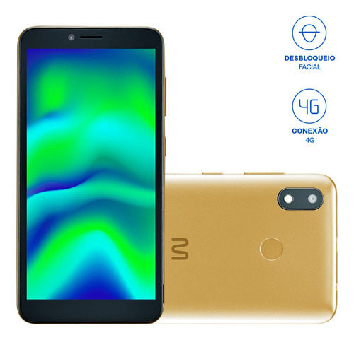 Smartphone Multilaser F Pro 2 4G 32GB Wi-Fi 5.5 pol. Dual Chip 1GB RAM Android 11 Quad Core Dourado - P9153