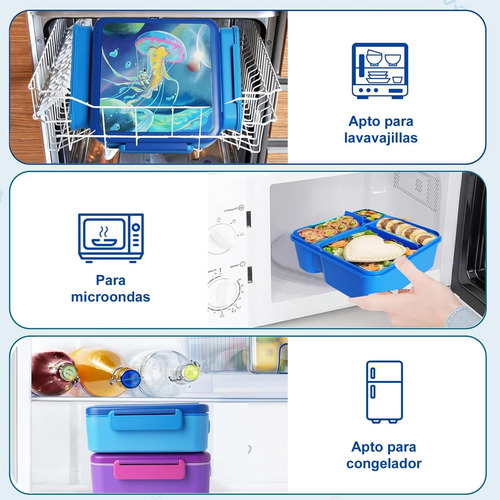 A Bento Box Para Niños, Azul, 4 Compartimentos, Aislado