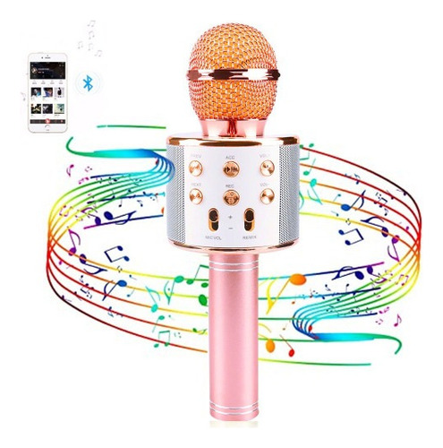 Micrófono Karaoke Bluetooth Rosa