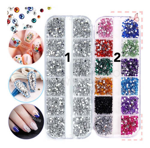 Strass Cristal Diamente Plateada Decoración Uñas Nail Art