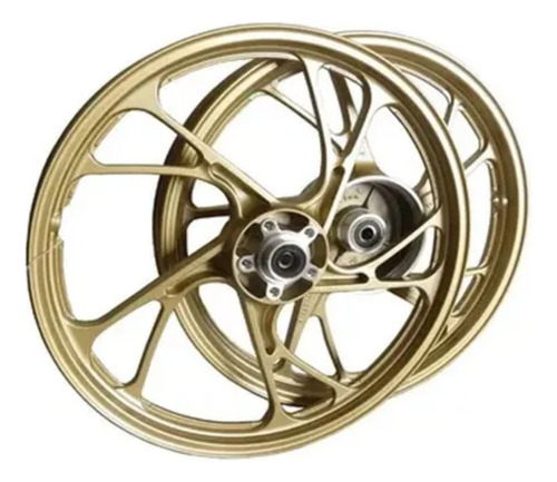 Roda De Liga Leve Titan 160 Esd Dourada Pe De Galinha Disco