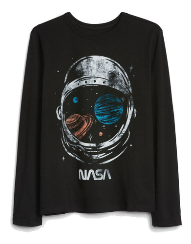 Playera O Camiseta Nasa Manga Larga Casco Astronauta Moda 