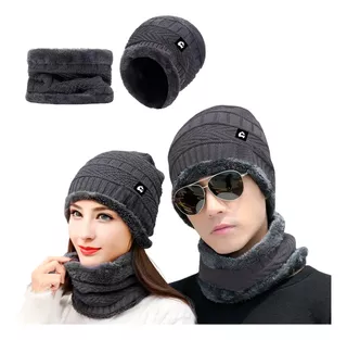 Gorro Bufanda Conjunto Para Frio Invierno Unisex Tejido Lana