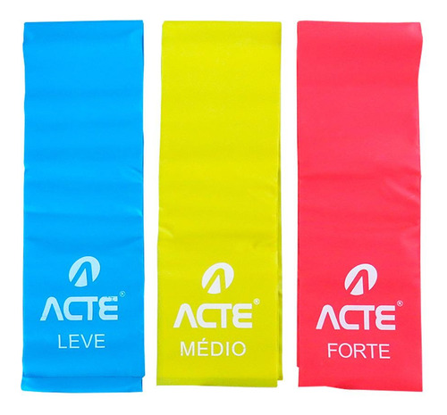 Kit Treino Fitness C/ 3 Faixas Elásticas E 3 Mini Bands Acte