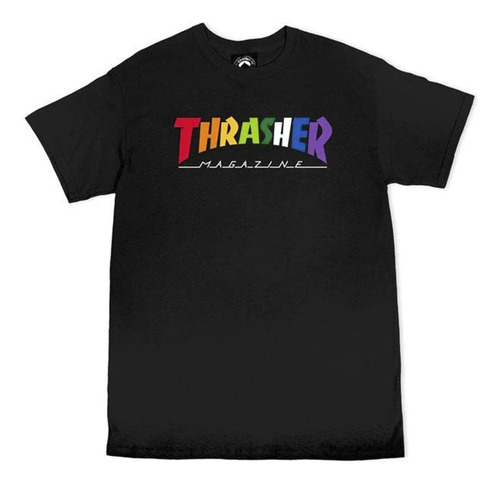 Remera Thrasher Lifestyle Hombre Rainbow Negro Ras