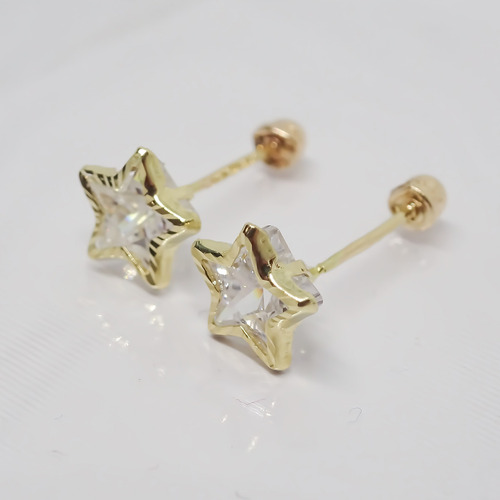 Amor Eterno - Broqueles / Estrella Facetada Dama Oro 10k