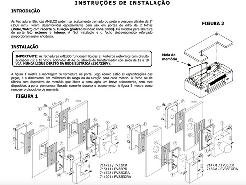 Fechadura Para Porta De Vidro Eletronica Amelco Fv-32ecra