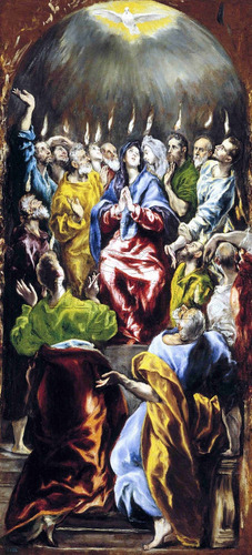 Lienzo Tela Canvas Pentecostés El Greco Arte Sacro 175x80