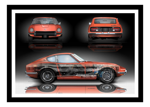 Datsun 240z Mecanica Poster Cuadro Enmarcado 45x30cm