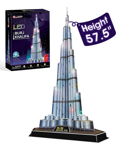 Rompecabezas 3d Led Dubai Burj Khalifa, 136 Piezas