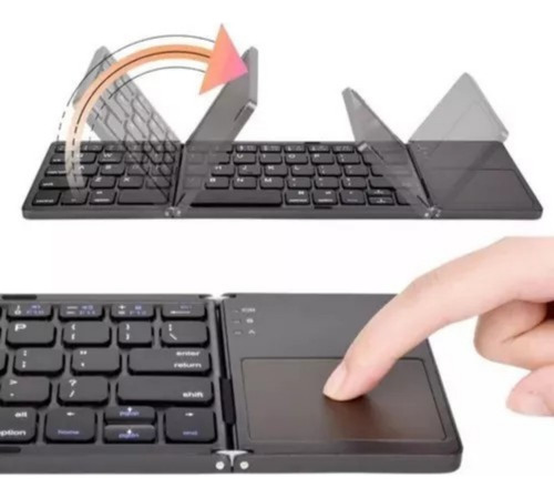 Mini Teclado Inalámbrico Bluetooth Plegable Con Panel Táctil Con Ñ Negro Español Latinoamérica