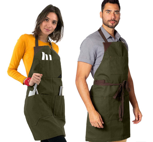 Under Ny Sky Delantal Verde Bosque Lona Resistente Mmg