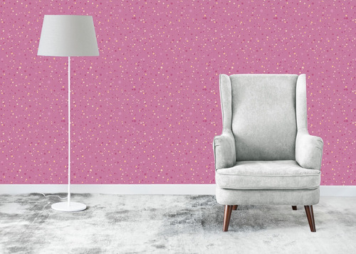 Imagen 2 de 3 de Papel Tapiz Rosa Diseño De Puntos - Pegamento Gratis