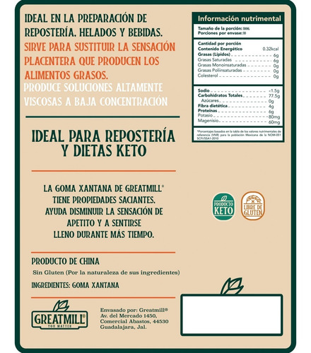 Eritritol + Goma Xantana + Psyllium Husk Keto 500 Gramos C/u