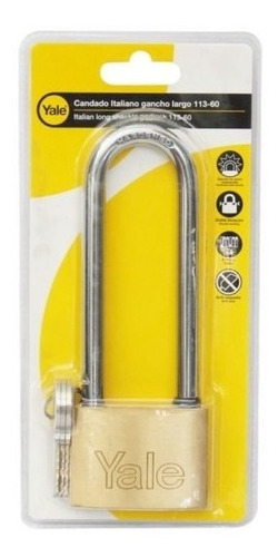 Candado Yale Italiano Gancho Largo 60mm