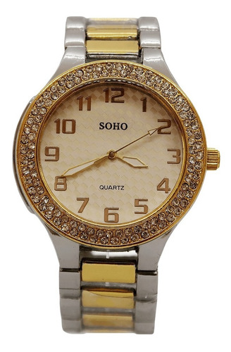 Reloj Pulsera Dama Análogo Combinado Malla Metal Soho Ch002