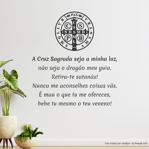Bento Em Ponto Cruz Adesivo Parede Oração Medalha Cruz Sagrada São Bento | Parcelamento sem